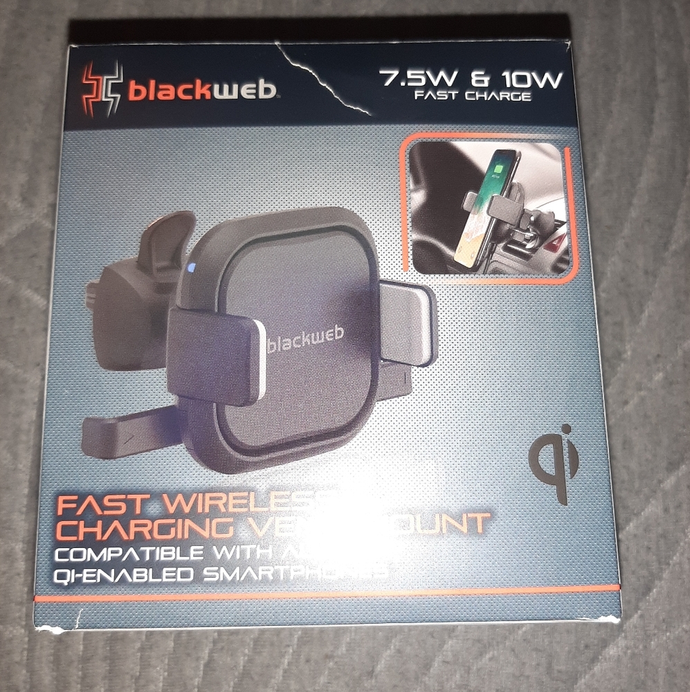 Blackweb Vent-Mounted Wireless Phone Charger, Blac